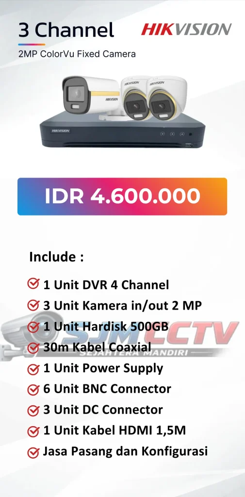 hikvision 3 channel colorvu